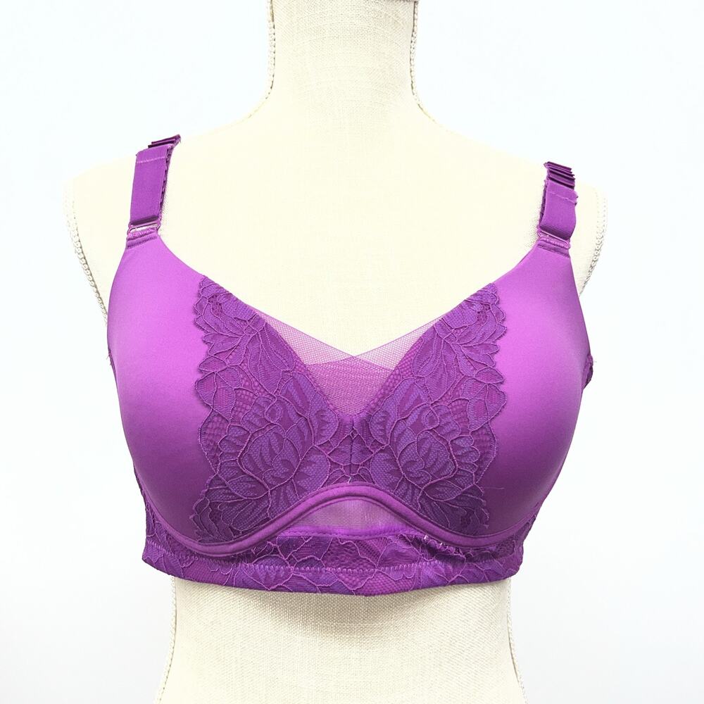 SonaShape Daily Comfort Seamless Lifting Bra Magenta Lace Trim Size L